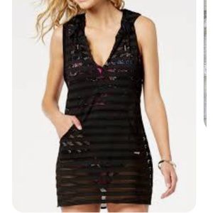 Calvin Klein Black Hooded Swim Cover-up S/M